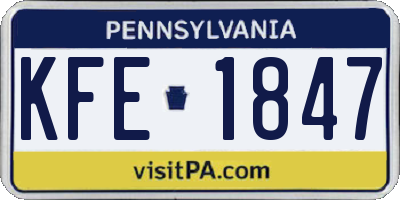 PA license plate KFE1847