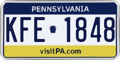 PA license plate KFE1848