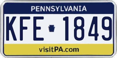 PA license plate KFE1849