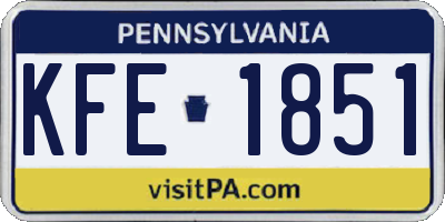 PA license plate KFE1851