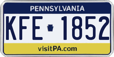 PA license plate KFE1852