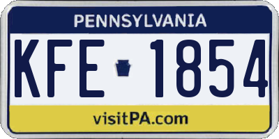 PA license plate KFE1854