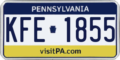 PA license plate KFE1855