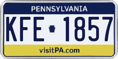 PA license plate KFE1857