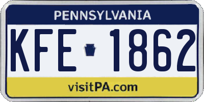 PA license plate KFE1862