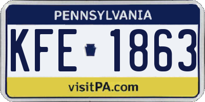PA license plate KFE1863