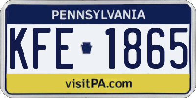 PA license plate KFE1865