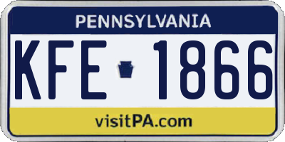 PA license plate KFE1866