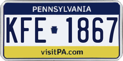 PA license plate KFE1867