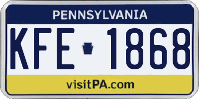 PA license plate KFE1868
