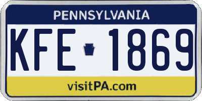 PA license plate KFE1869