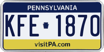 PA license plate KFE1870