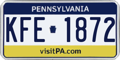 PA license plate KFE1872