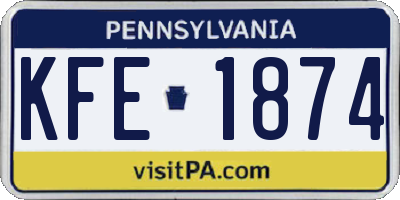 PA license plate KFE1874