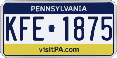 PA license plate KFE1875