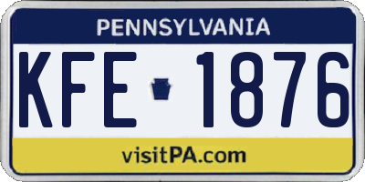 PA license plate KFE1876