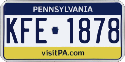 PA license plate KFE1878