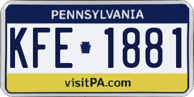 PA license plate KFE1881