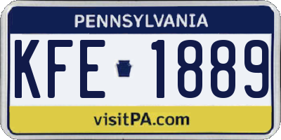 PA license plate KFE1889
