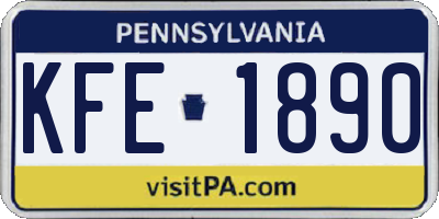 PA license plate KFE1890