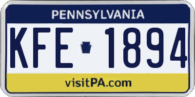 PA license plate KFE1894