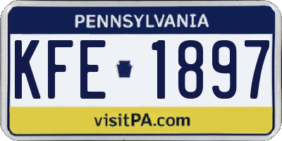 PA license plate KFE1897