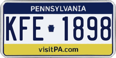 PA license plate KFE1898