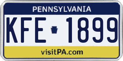 PA license plate KFE1899