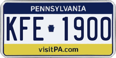 PA license plate KFE1900
