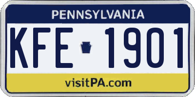 PA license plate KFE1901