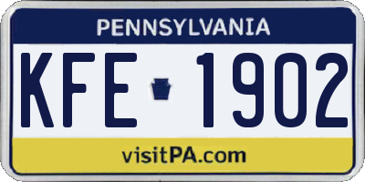 PA license plate KFE1902
