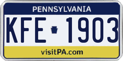 PA license plate KFE1903