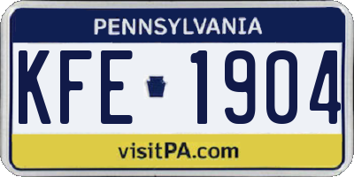 PA license plate KFE1904