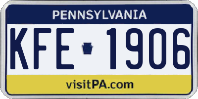 PA license plate KFE1906