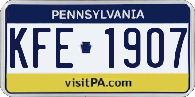 PA license plate KFE1907