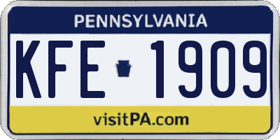 PA license plate KFE1909