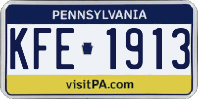 PA license plate KFE1913