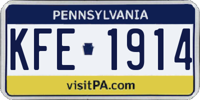 PA license plate KFE1914