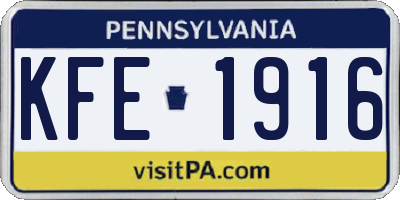 PA license plate KFE1916