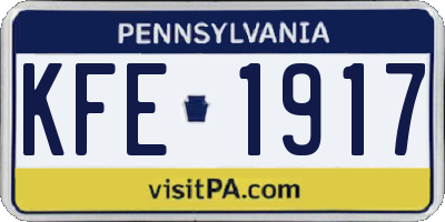 PA license plate KFE1917