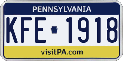 PA license plate KFE1918