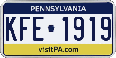 PA license plate KFE1919