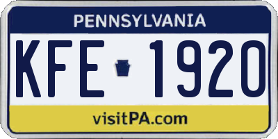 PA license plate KFE1920