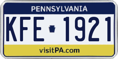 PA license plate KFE1921