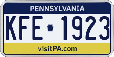 PA license plate KFE1923