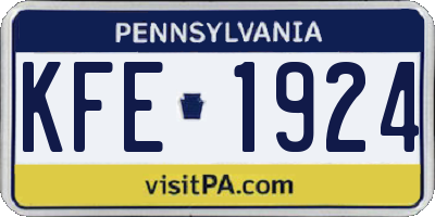 PA license plate KFE1924