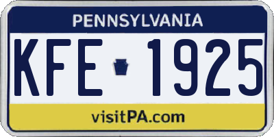 PA license plate KFE1925