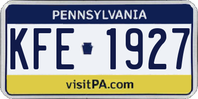 PA license plate KFE1927