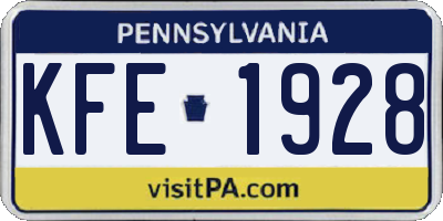 PA license plate KFE1928