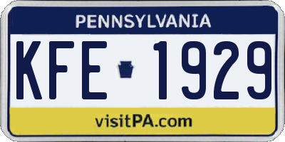 PA license plate KFE1929
